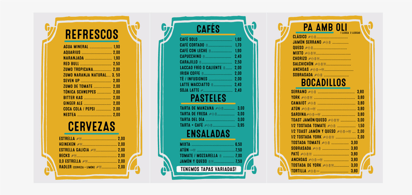 Diseño cartas de Restaurant y Cartel con un aire tradicional para Restaurantes