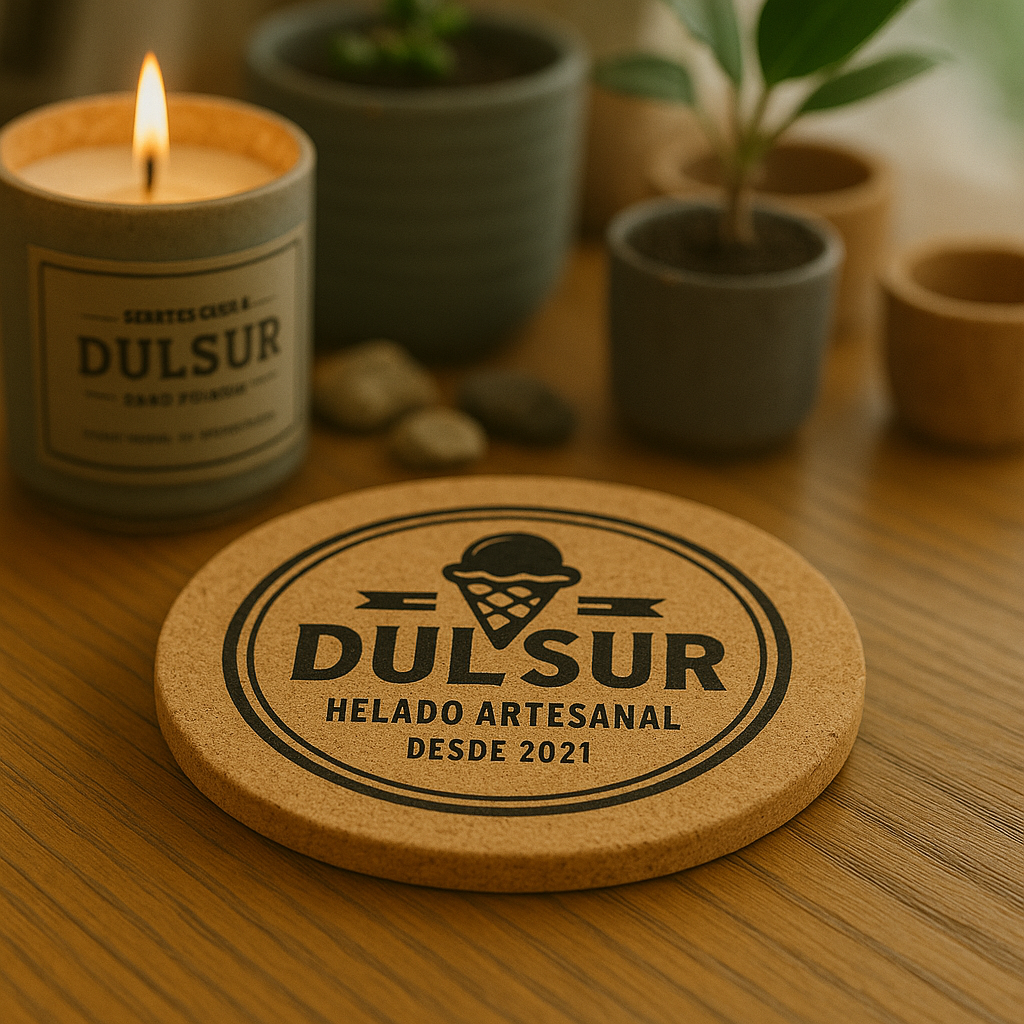 Posavasos de corcho personalizable