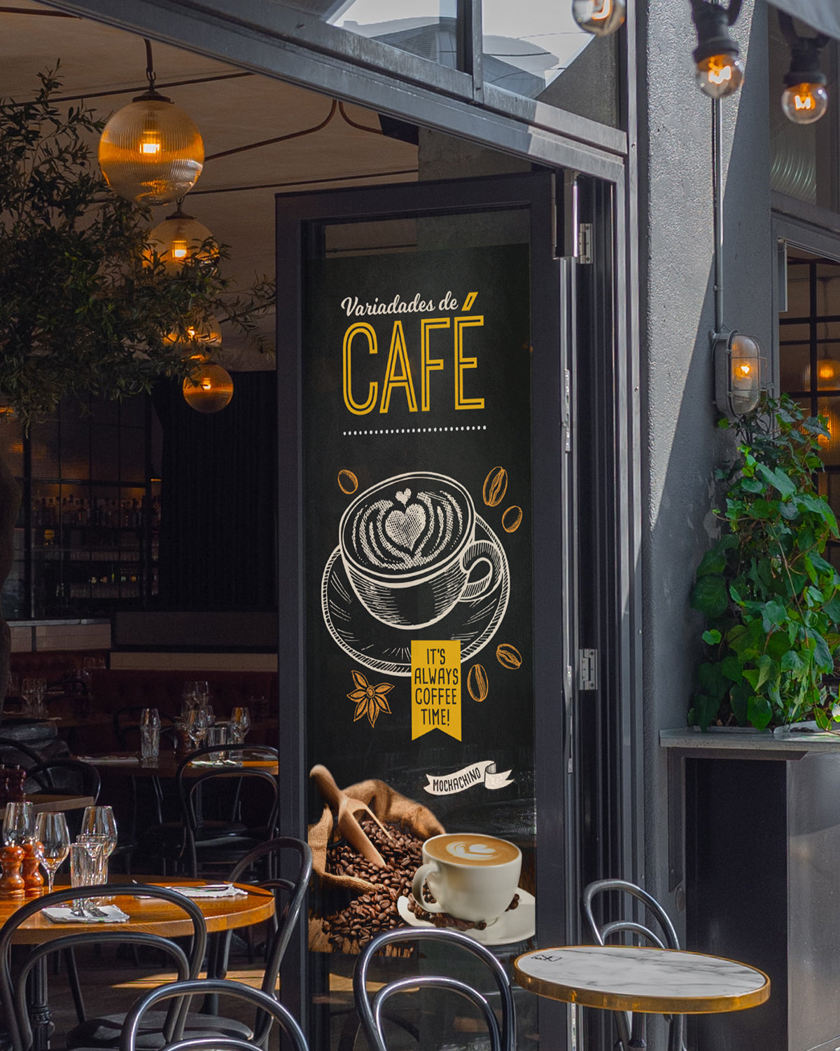 Cartel Decorativo “Café” – Estilo Chalkboard o Pizarra para Bar y Restaurante