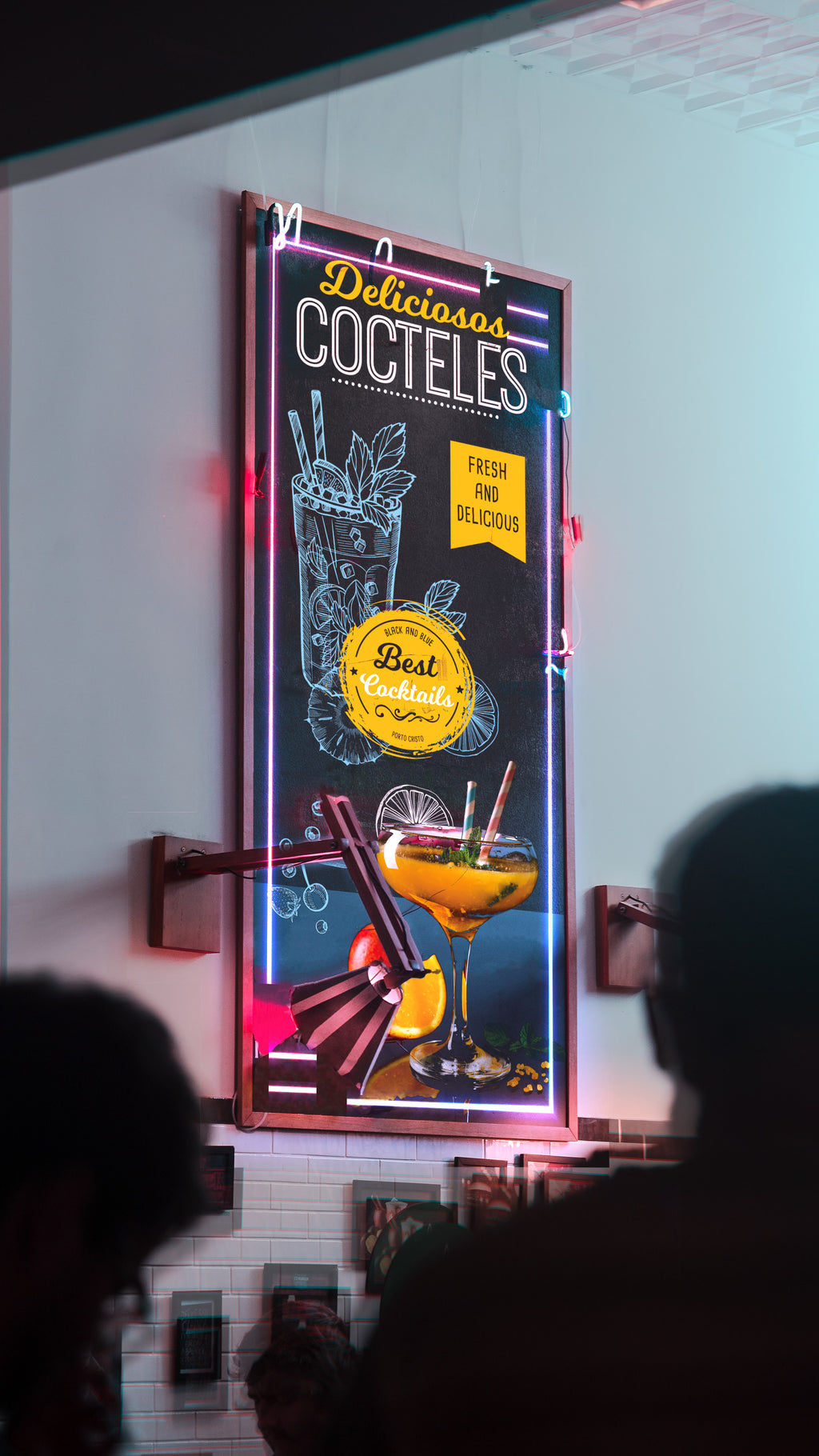 Cartel Decorativo “Cócteles” – Estilo Chalkboard o Pizarra para Bar y Restaurante