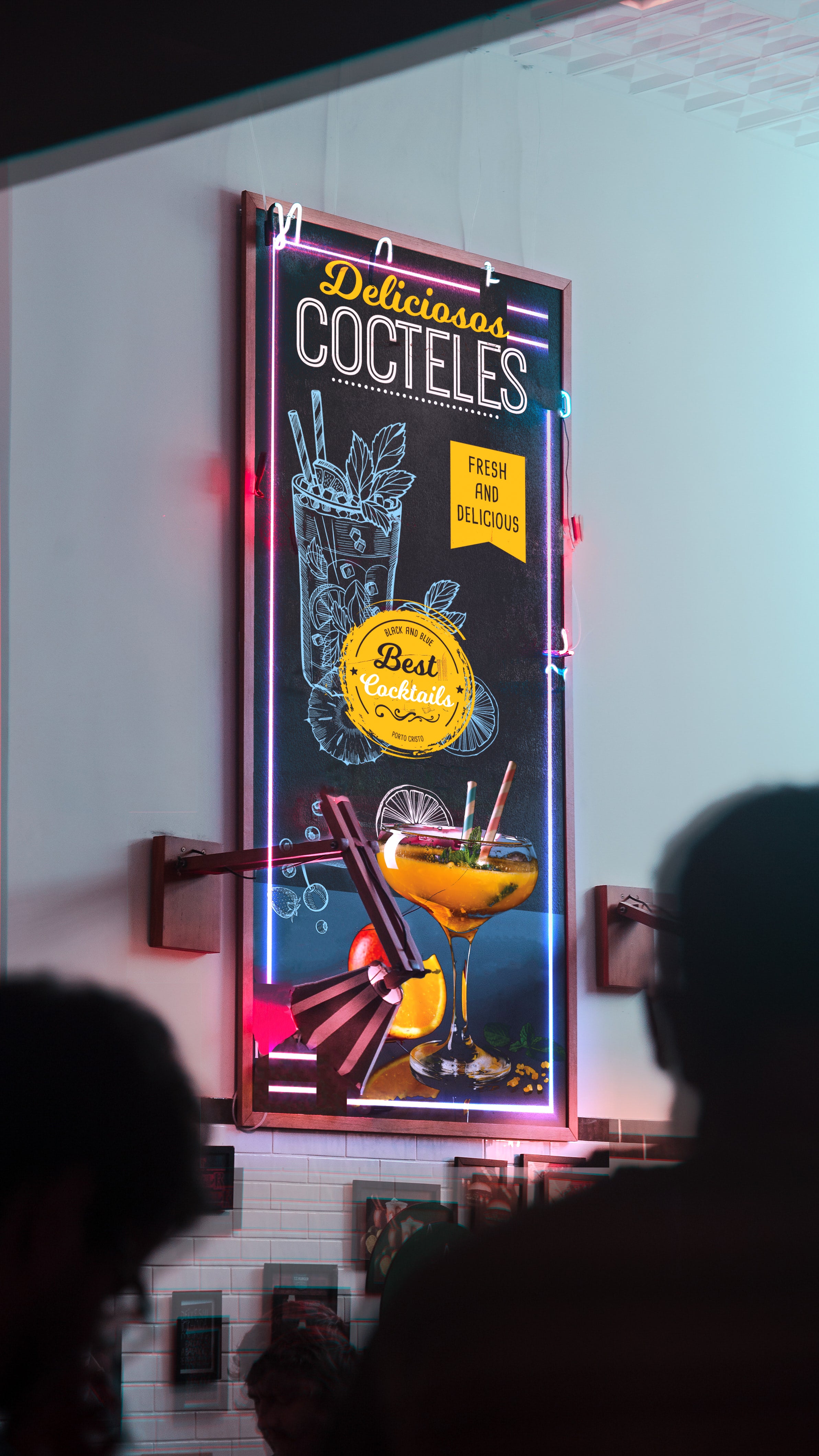 Cartel Decorativo “Cócteles” – Estilo Chalkboard o Pizarra para Bar y Restaurante