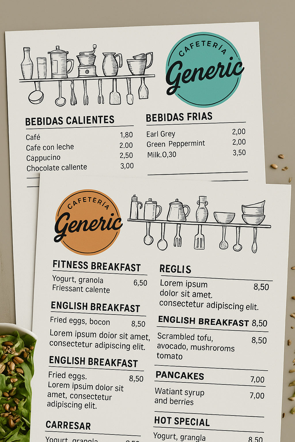 Plantillas de Diseño de Menu Restaurante 100% Personalizado