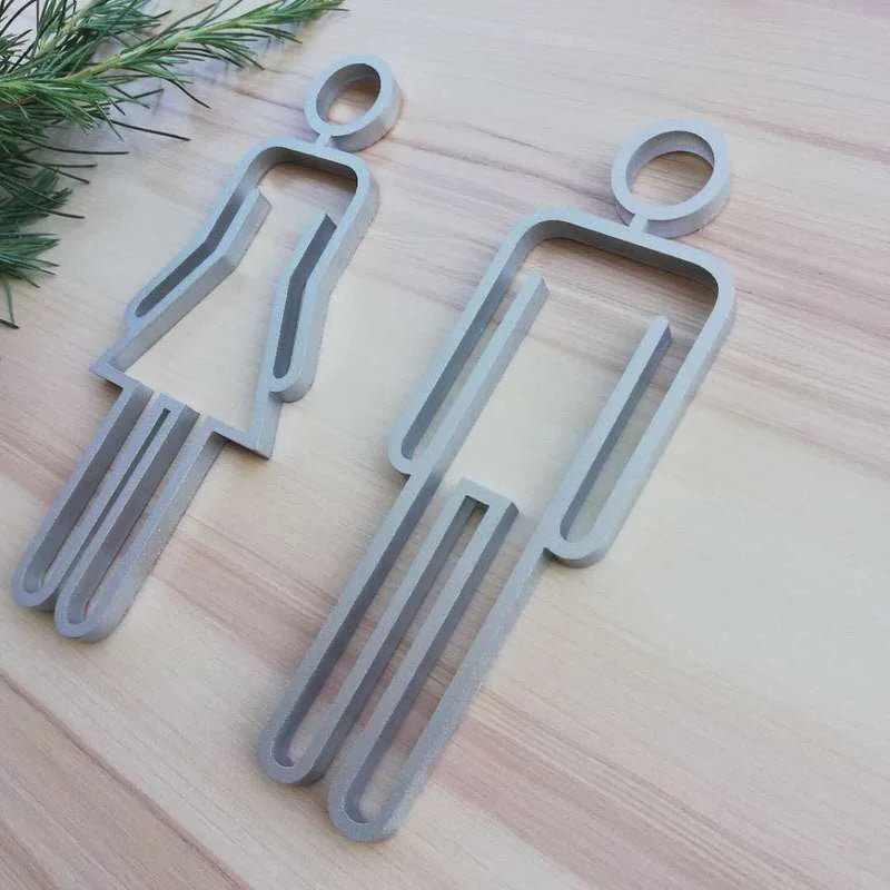 Símbolo de Baño de acrílico con Adhesivo posterior – Señal para puerta de Baño