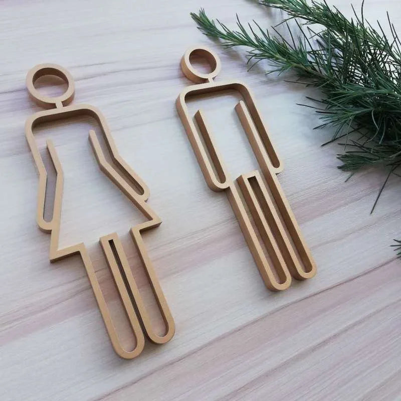 Símbolo de Baño de acrílico con Adhesivo posterior – Señal para puerta de Baño