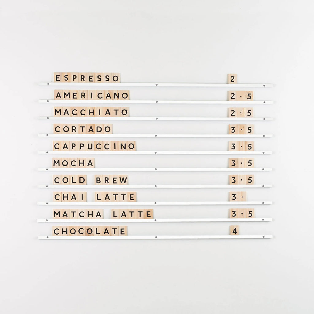 Tablero de Menú Personalizable en Madera con Letras Intercambiables